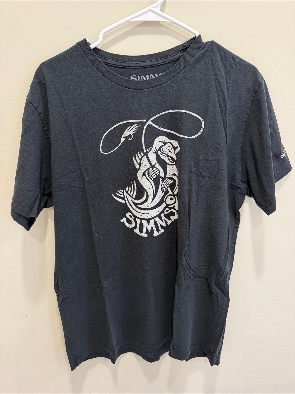 Simms Black Short-Sleeve Tee with White Fish Graphic